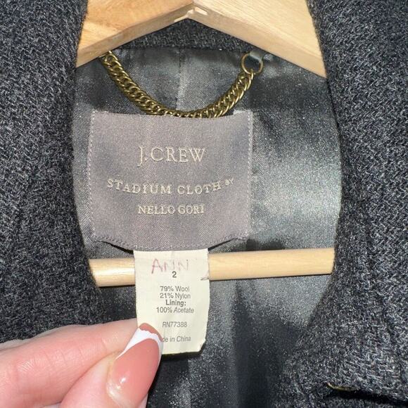 J. Crew Stadium Cloth Double Breasted Pea Coat Dark Gray Size US 2 Pockets - Picture 2 of 6